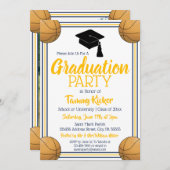 Navy & Gold Basketball Graduy Party Kaart (Voorkant / Achterkant)