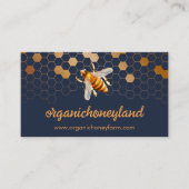 Navy Gold Bee op Honeycomb Apiary Visitekaartje (Voorkant)