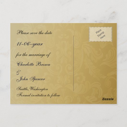 Navy Gold Bewaar de datum Briefkaart (Achterkant)