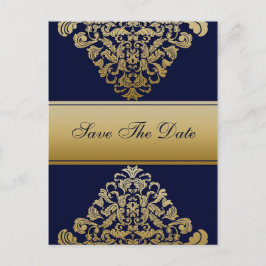 Navy Gold Bewaar de datum Briefkaart