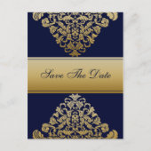 Navy Gold Bewaar de datum Briefkaart (Voorkant)