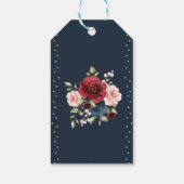 Navy Gold Bourgogne Bloem Boek Nerd Huwelijksgunst Cadeaulabel (Achterkant)