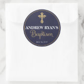 Navy & Gold Boy Baptism Favor Stickers (Tas)