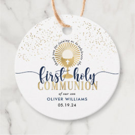 Navy & Gold Boy First Heilige Communie Dank u Bedankjes Labels