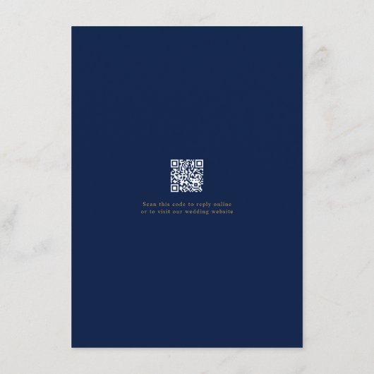 Navy Gold Bruiloft Zachte Delicate Romantische Det Informatiekaartje (Achterkant)