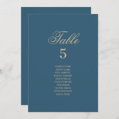 Navy Gold Bruiloft Zitting Grafiek Kaart (Voorkant / Achterkant)