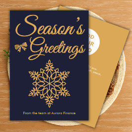 Navy & Gold Business Holiday Card Feestdagenkaart