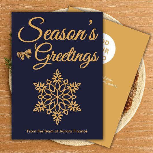 Navy & Gold Business Holiday Card Feestdagenkaart
