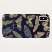 Navy Gold Butterflies Glitter Waterverf Monogram Case-Mate iPhone Case (Achterkant (horizontaal))