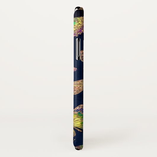 Navy Gold Butterflies Glitter Waterverf Monogram Case-Mate iPhone Case (Achterkant / rechts)