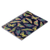 Navy Gold Butterflies Glitter Waterverf Monogram Notitieboek (Linkerzijde)
