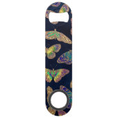 Navy Gold Butterflies Glitter Waterverf Monogram Speed Flessenopener (Achterkant)