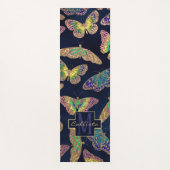 Navy Gold Butterflies Glitter Waterverf Monogram Yogamat (Voorkant)