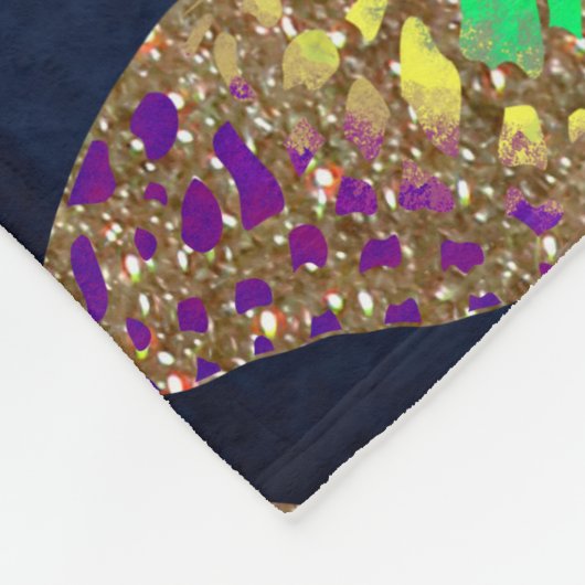 Navy Gold Butterflies Glitter Waterverf Patroon Fleece Deken (Hoek)
