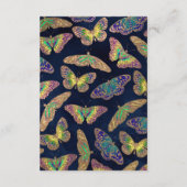 Navy Gold Butterflies Glitter Waterverf Patroon Informatiekaartje (Achterkant)