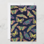 Navy Gold Butterflies Glitter Waterverf Patroon Kaart (Achterkant)