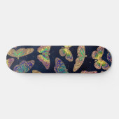 Navy Gold Butterflies Glitter Waterverf Patroon Persoonlijk Skateboard (Horizontaal)