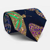 Navy Gold Butterflies Glitter Waterverf Patroon Stropdas (Opgerold)