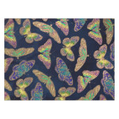 Navy Gold Butterflies Glitter Waterverf Patroon Tafelkleed (Voorkant (Horizontaal))
