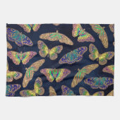 Navy Gold Butterflies Glitter Waterverf Patroon Theedoek (Horizontaal)
