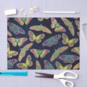 Navy Gold Butterflies Glitter Waterverf Patroon Tissuepapier (Craft)