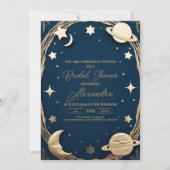 Navy Gold Celestial Crescent Moon Vrijgezellenfees Kaart (Voorkant)