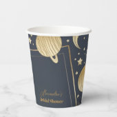 Navy Gold Celestial Crescent Moon Vrijgezellenfees Papieren Bekers (Achterkant)