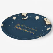 Navy Gold Celestial Crescent Moon Vrijgezellenfees Papieren Bordje (Gekanteld)