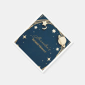 Navy Gold Celestial Crescent Moon Vrijgezellenfees Servet (Hoek)