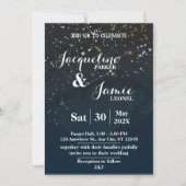 Navy & Gold Celestial Wedding Invitation Template Kaart (Voorkant)