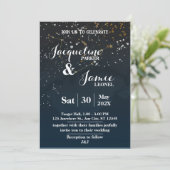 Navy & Gold Celestial Wedding Invitation Template Kaart (Staand voorkant)