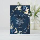 Navy Gold Champagne Ivory Geometric Vrijgezellenfe Bedankkaart (Staand voorkant)