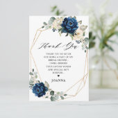 Navy Gold Champagne Ivory Geometric Vrijgezellenfe Bedankkaart (Staand voorkant)