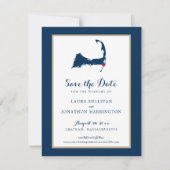 Navy Gold Chatham Cape Cod Wedding Save the Date (Voorkant)