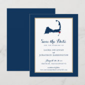 Navy Gold Chatham Cape Cod Wedding Save the Date (Voorkant / Achterkant)