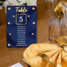 Navy & Gold Chic Trouwtafel Nummer Zittingslijst