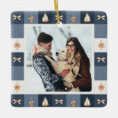 Navy & Gold Christmas Foto Ornament (Voorkant)