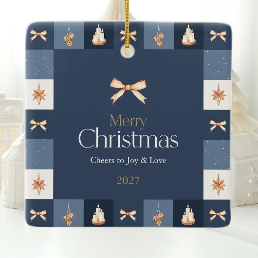 Navy & Gold Christmas Foto Ornament