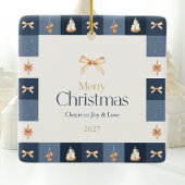 Navy & Gold Christmas Foto Ornament
