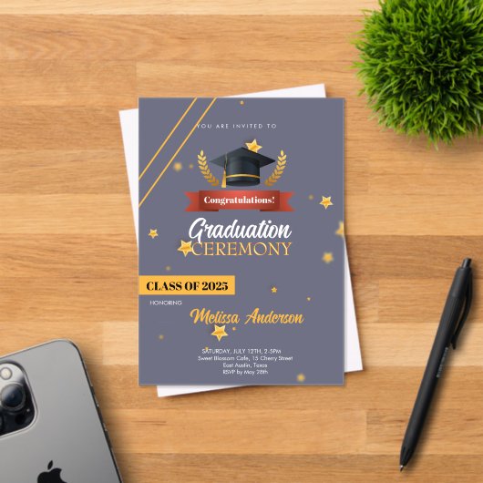 Navy Gold Class of 2025 Ceremony Invite Acryl Uitnodigingen (Insitu (Uitnodiging))