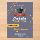 Navy Gold Class of 2025 Ceremony Invite Acryl Uitnodigingen (Voorkant)