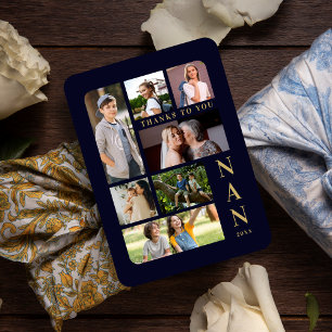 Navy & Gold Classic 7 Multi Foto's Collage Familie Magneet