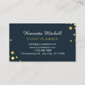 Navy Gold Classic Confetti Evenementenplanner Visitekaartje (Achterkant)