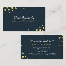Navy Gold Classic Confetti Evenementenplanner Visitekaartje