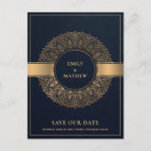 NAVY GOLD CLASSIC  MANDALA BEWAART DE DATUM AANKONDIGINGSKAART (Voorkant)