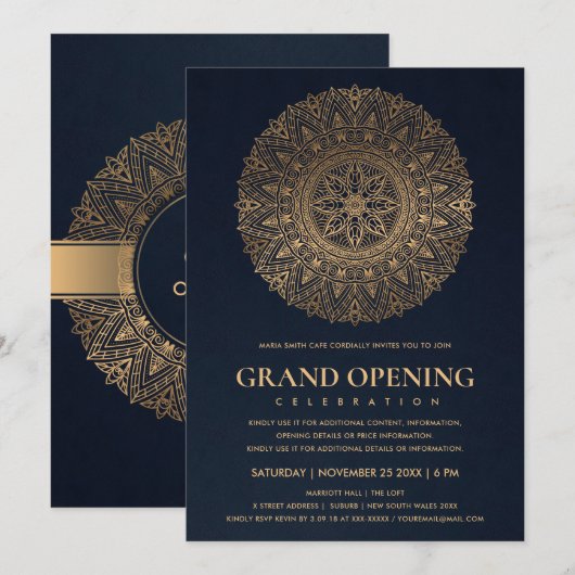 NAVY GOLD CLASSIC  MANDALA GRAND OPENING KAART (Voorkant / Achterkant)