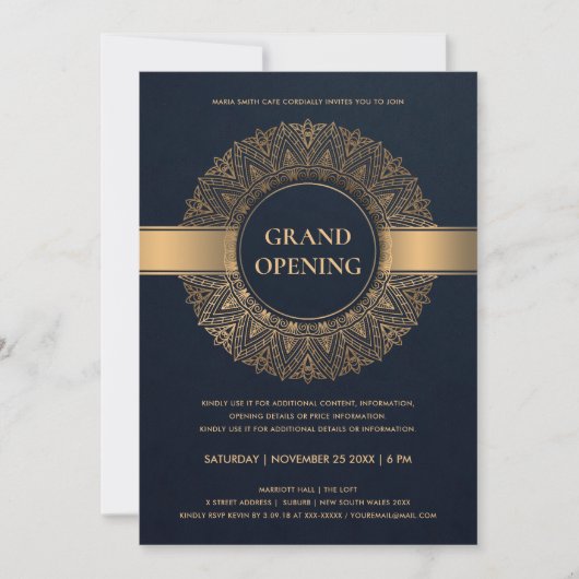 NAVY GOLD  CLASSIC MANDALA GRAND OPENING KAART (Voorkant)