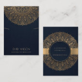 NAVY GOLD CLASSIC  MANDALA KETTING VISITEKAARTJE (Voorkant / Achterkant)