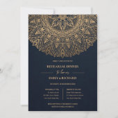 NAVY GOLD CLASSIC MANDALA REHEARSAL DINNER KAART (Voorkant)
