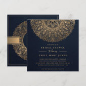 NAVY GOLD CLASSIC MANDALA VRIJGEZELLENFEEST KAART (Voorkant / Achterkant)